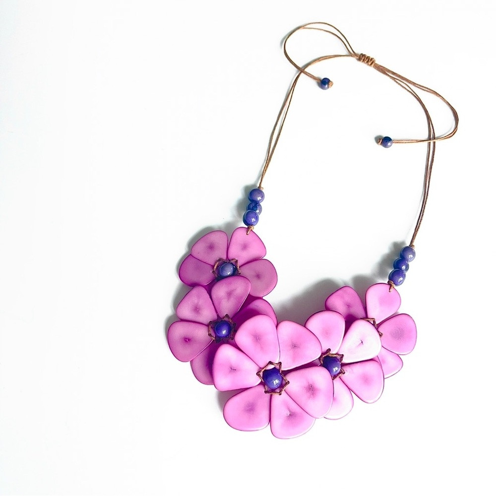 TAGUA FLOWER Necklace Handmade Tagua colorful unique statement jewelry boho | Poshmark