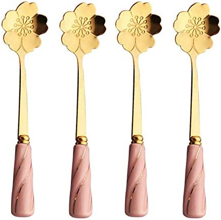 4PCS Fashion Stainless Steel Flower Shape Tea Coffee Spoons for Home Restaurant Birthday Annivers... | Amazon (US)