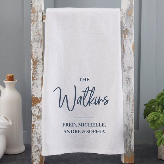 Classic Elegance Family Personalized Flour Sack Towel, Personalized Kitchen Gifts, Gifts for the ... | Etsy (US)