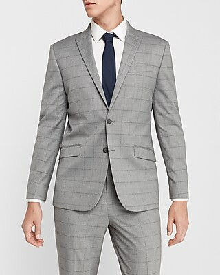 Slim Gray Wool-Blend Performance Stretch Suit Jacket | Express