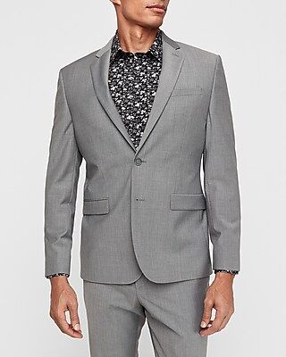Slim Gray Wool-Blend Performance Stretch Suit Jacket | Express