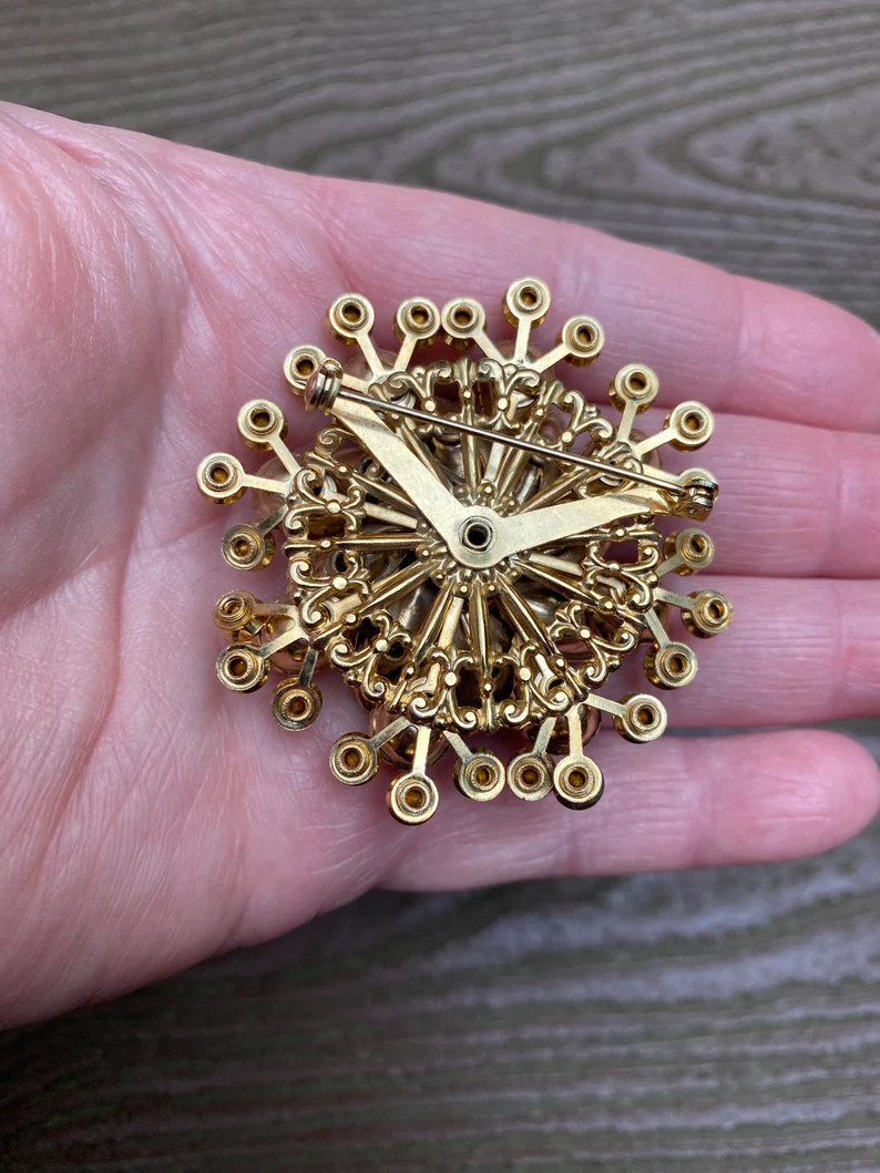 Vintage Jewelry Beautiful Purple and Green Rhinestone Flower - Etsy | Etsy (US)