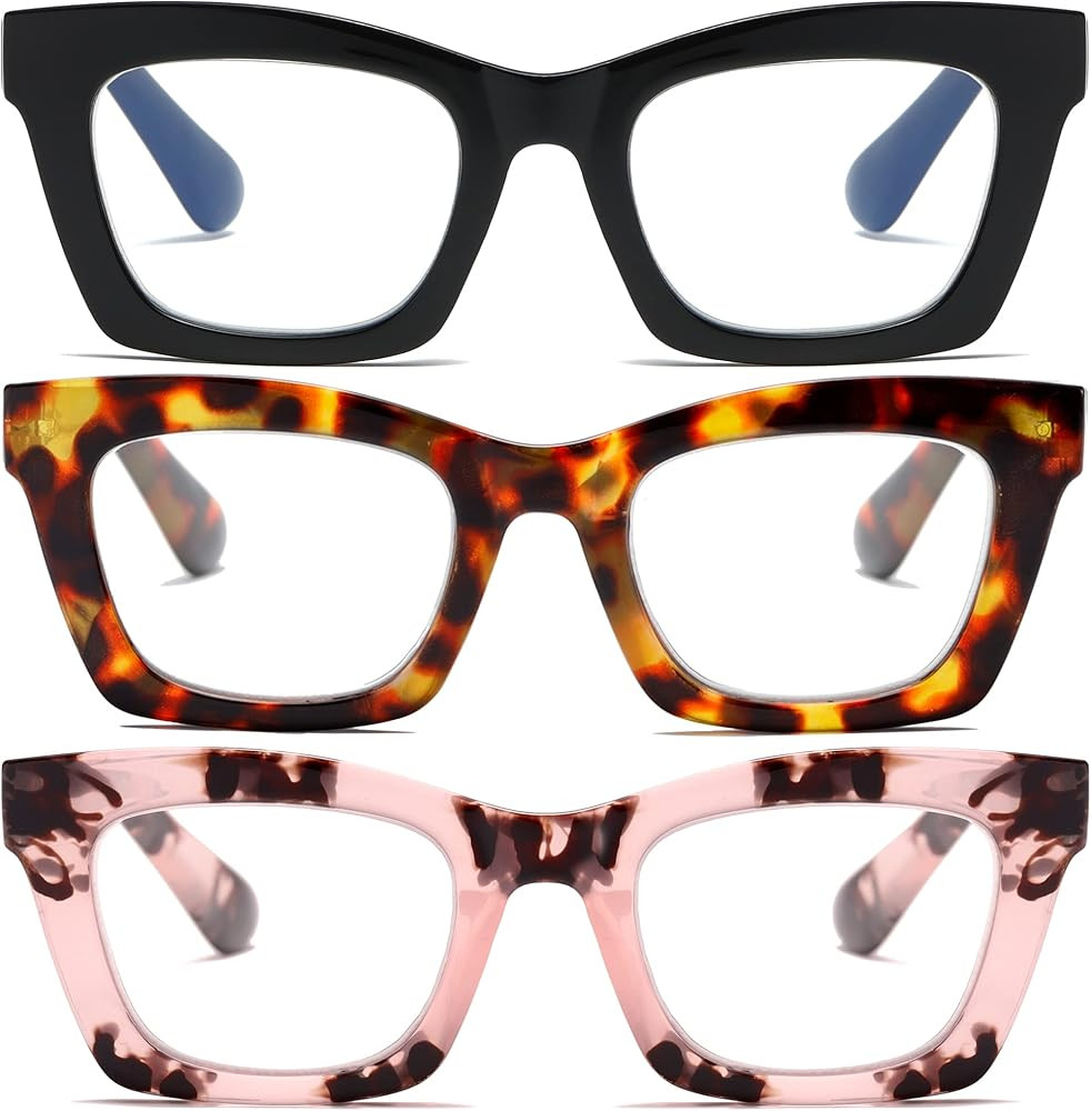 FSRTEP Oprah- Readers for Women - 3 Pack Stylis Style Reading Glasses with Blue Light Blocking an... | Amazon (US)