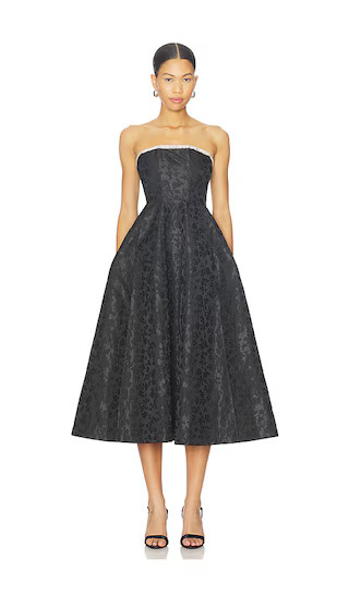 Alexandra Midi Dress in Black Brocade | Revolve Clothing (Global)