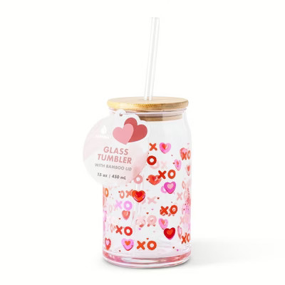 Manna 15oz Glass XOXO Hearts Toss Tumbler | Target