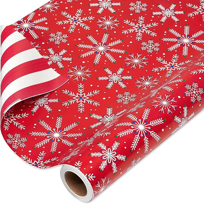 American Greetings Jumbo Reversible Christmas Wrapping Paper Roll, Red and White Holiday Gift Wra... | Amazon (US)