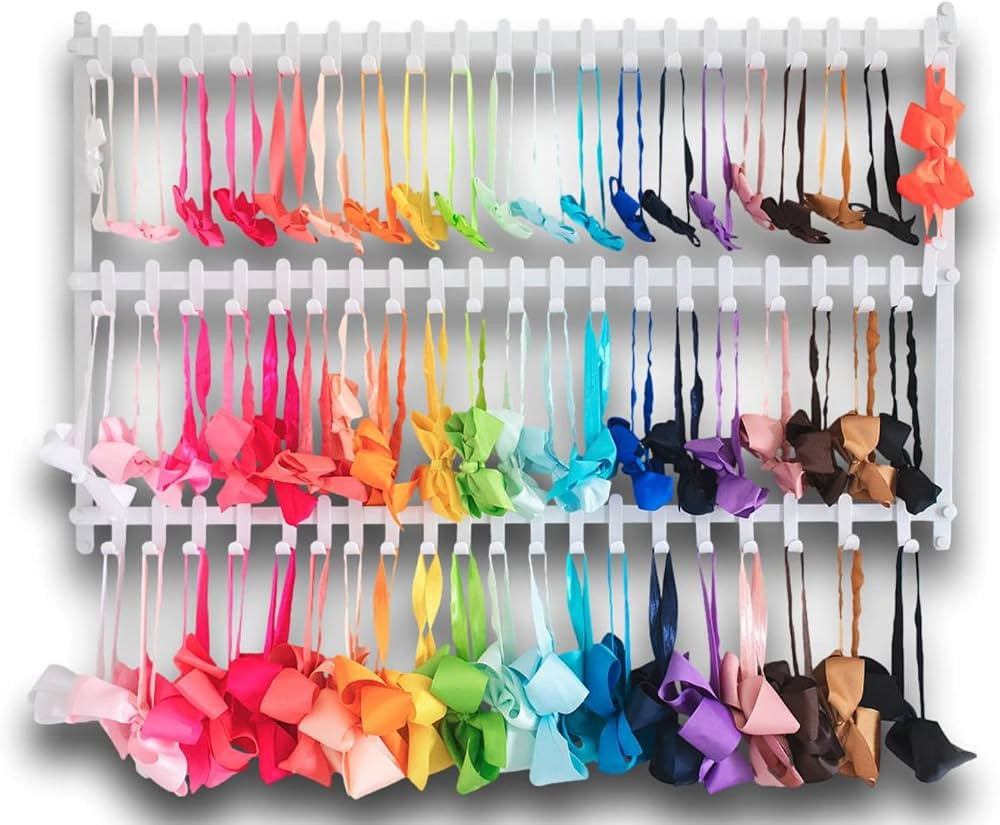 Metal 60 Hook 3ft Wide Headband Display and Headband Organizer for Girls Hair Bows Holds up to 240+ Hair Accessories 4 per Hook - Hooks Adjustable - Wall Mounted | Amazon (US)