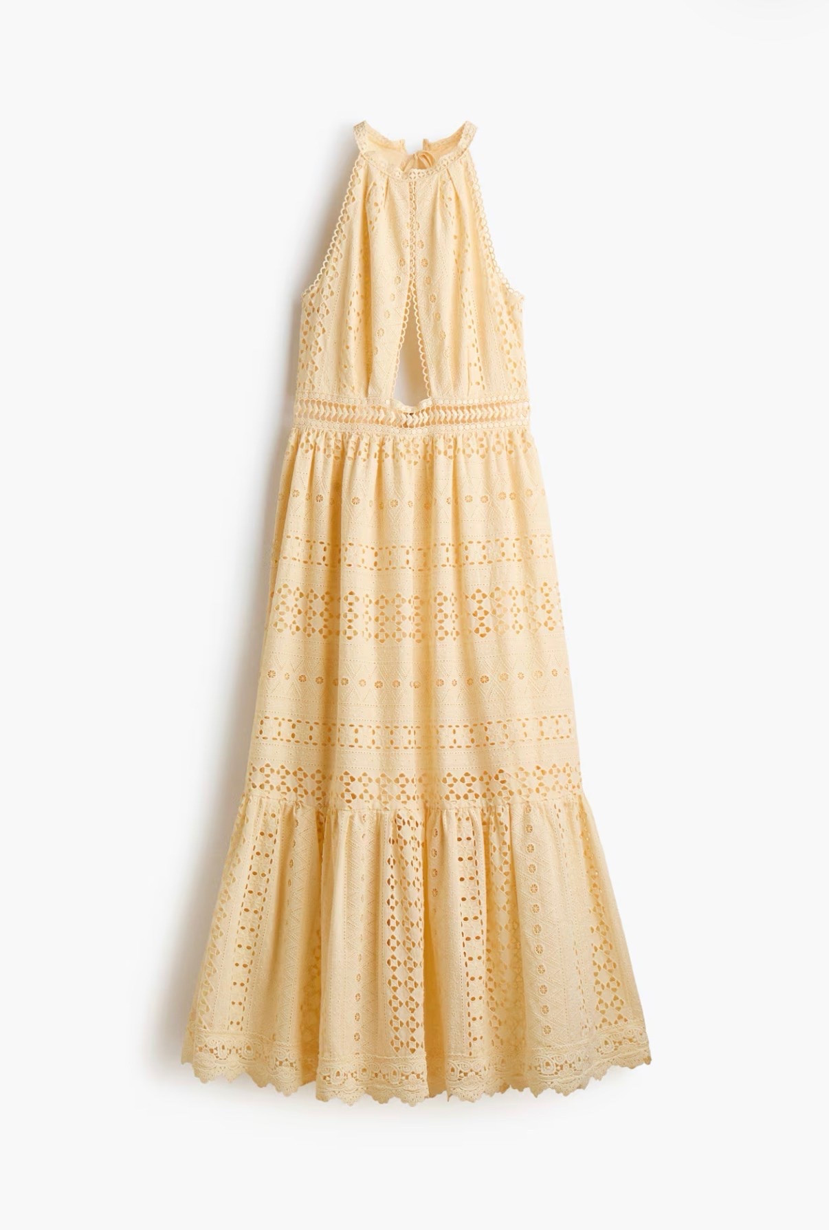 Yellow eyelet halter midi dress

#LTKSeasonal