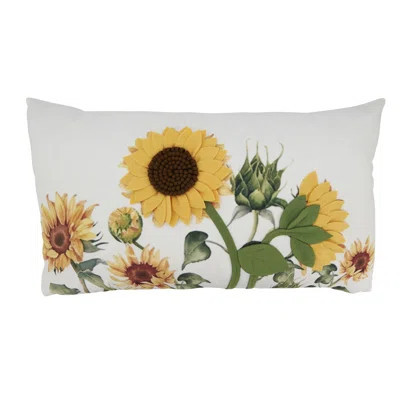 Multicolor Felt Appliqué Sunflower Decorative Throw Pillow Cover 14" W X 24" L | Wayfair North America