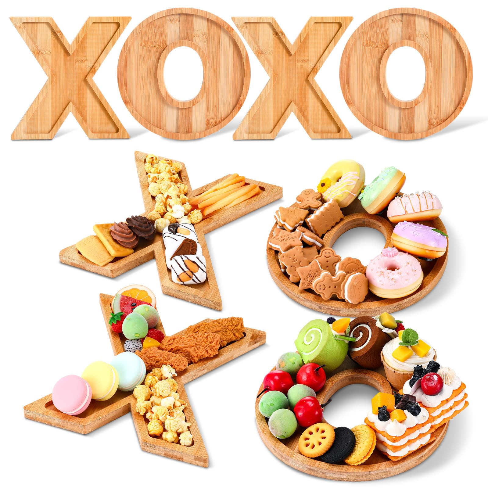 4 Pcs Wooden XOXO Shaped Charcuterie Board Letters Fillable XOXO Shaped Serving Platters Valentin... | Amazon (US)