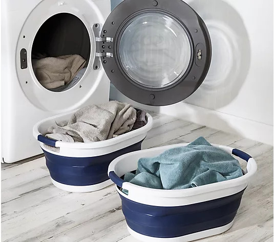 Honey-Can-Do Set of 2 Collapsible Rubber Laundry Baskets - QVC.com | QVC