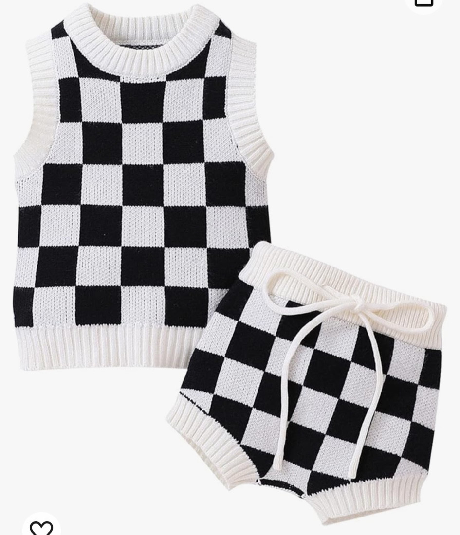 Checkered knit set 