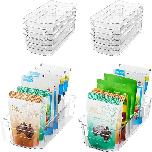 HOOJO Refrigerator Organizer Bins - 10pcs Clear Plastic Bins For Fridge, Freezer, Kitchen Cabinet... | Amazon (US)
