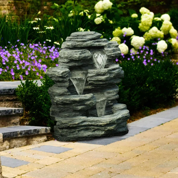 Hargrave Resin Cascading Stone Waterfall Fountain | Wayfair Professional