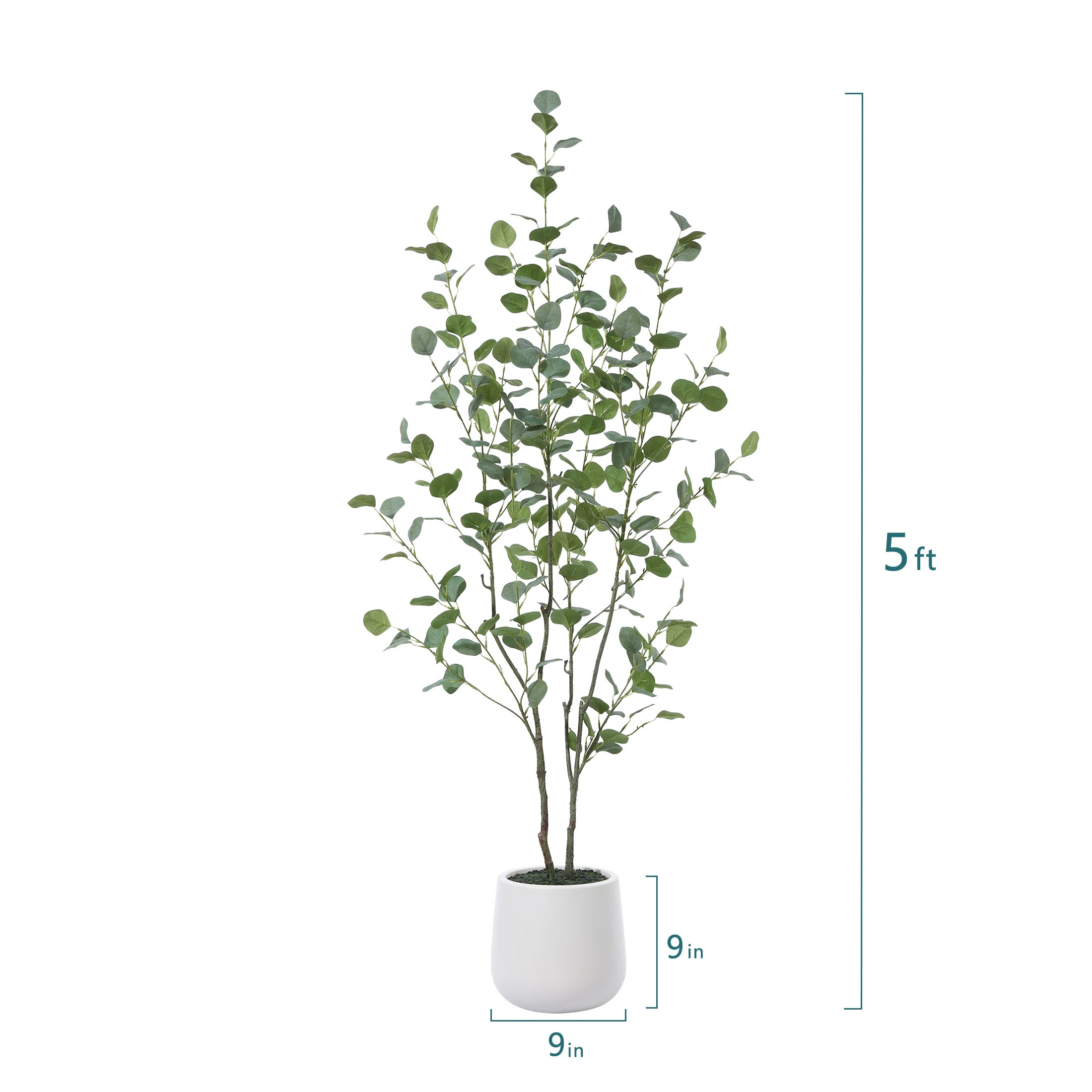 Adalia Faux Eucalyptus Tree with Oval White Planter, Pre Potted Artificial Eucalyptus Plant for H... | Wayfair North America