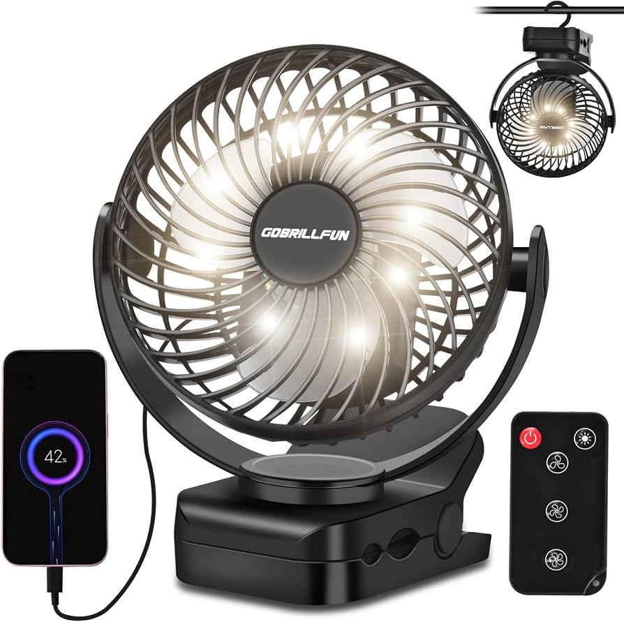 6 Zoll 12000 mAh Fernbedienung Clip-On-Ventilator, LED-Nachtlicht, 3 Geschwindigkeiten, tragbarer... | Amazon (DE)