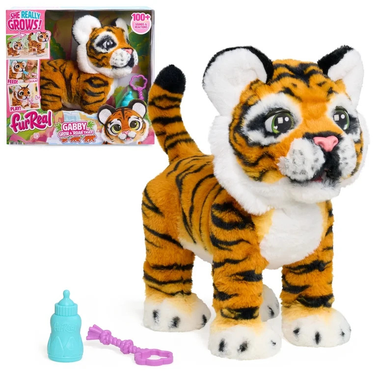 furReal Gabby the Grow & Roar Tiger, Interactive Plush Tiger That Grows from Cub to Big Cat, 100+... | Walmart (US)