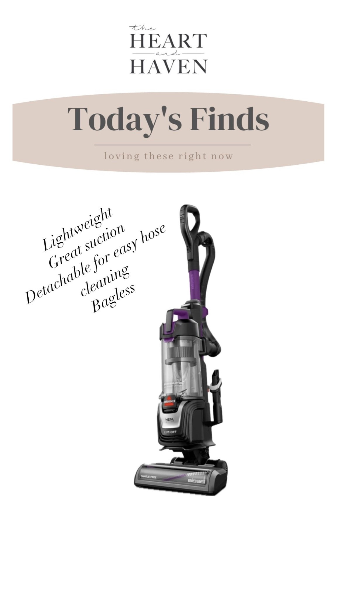Loving my new vacuum.  The top detaches from the bottom so it makes hose/reach cleaning more portable!