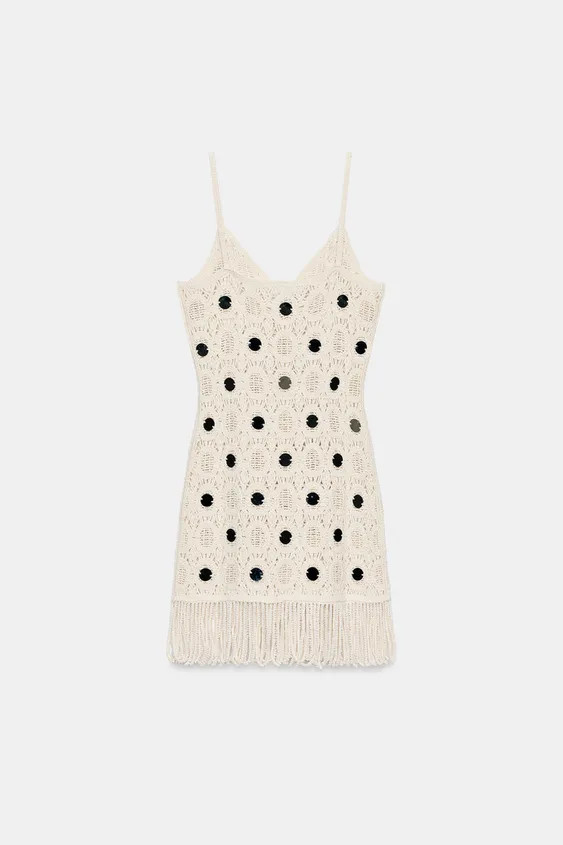 KNIT DRESS WITH MIRROR FRINGING | Zara US