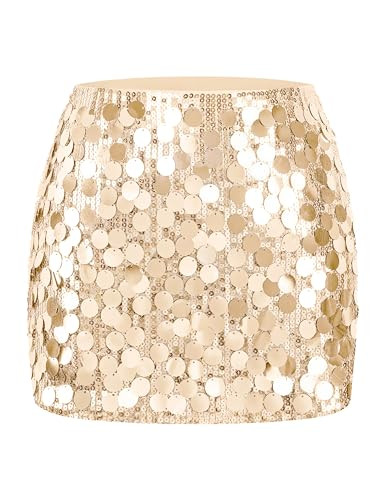 MANER Women's Sequin Mini Skirt Sparkle Stretchy Bodycon Night Out Party Skirts | Amazon (US)