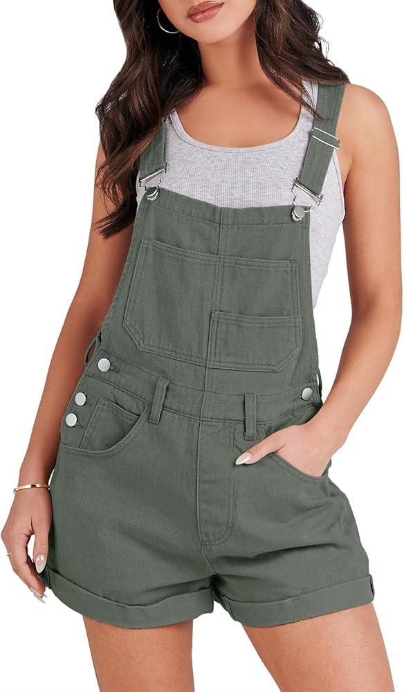 ANRABESS Overalls for Women Denim Shorts Overalls 2025 Summer Casual Loose Fit Adjustable Rompers... | Amazon (US)