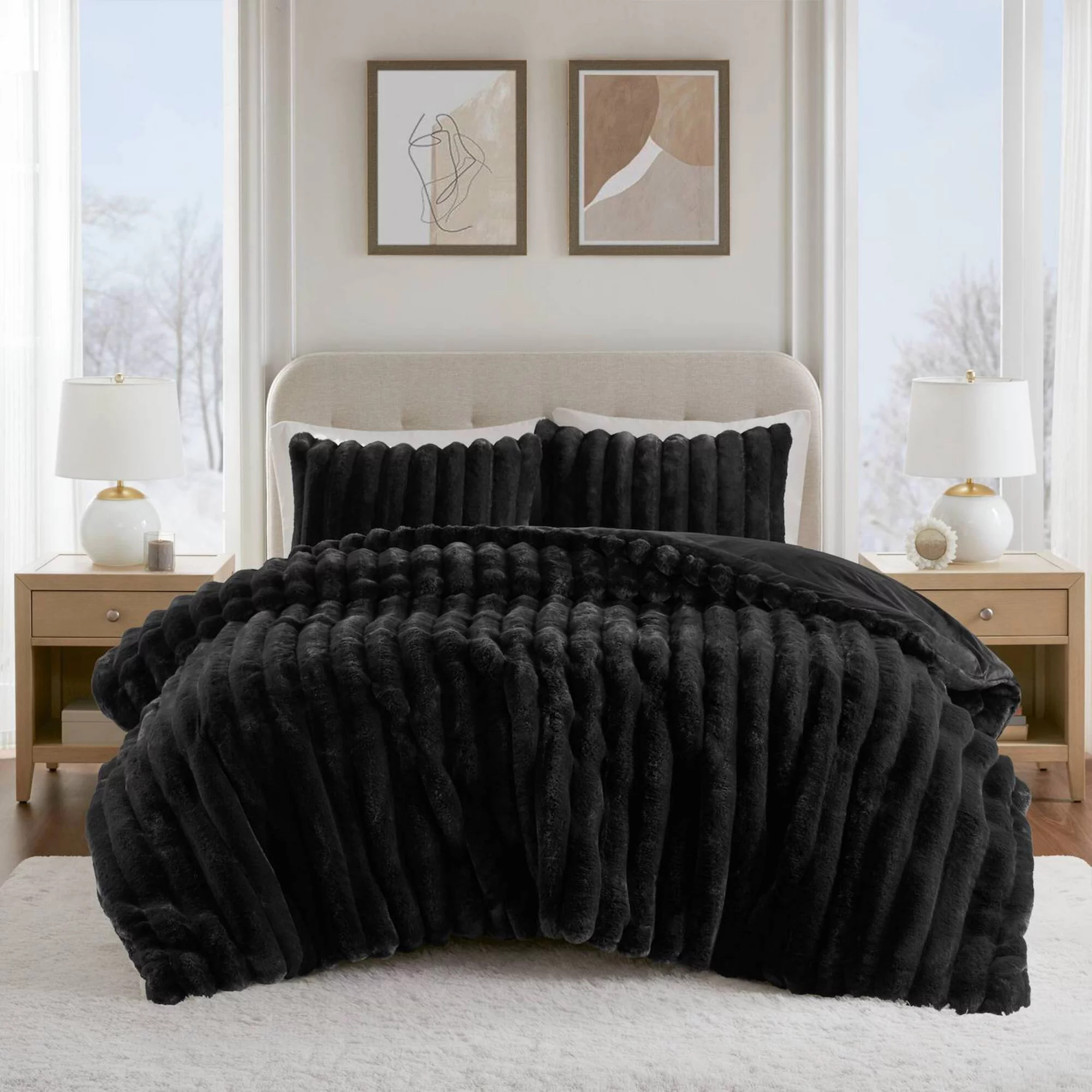 Madison Park Jasmine 3pc Ultrasoft Faux Fur Ribbed Midweight Comforter Set | Kohl's