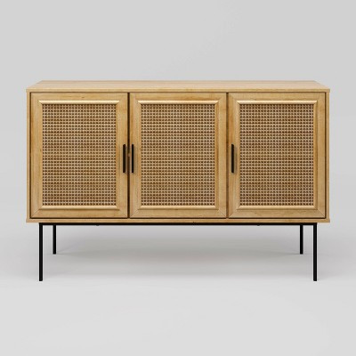 Emmet Sideboard Buffet with Cane Doors Natural - CorLiving: Mid-Century Modern, 47" Width, MDF | Target