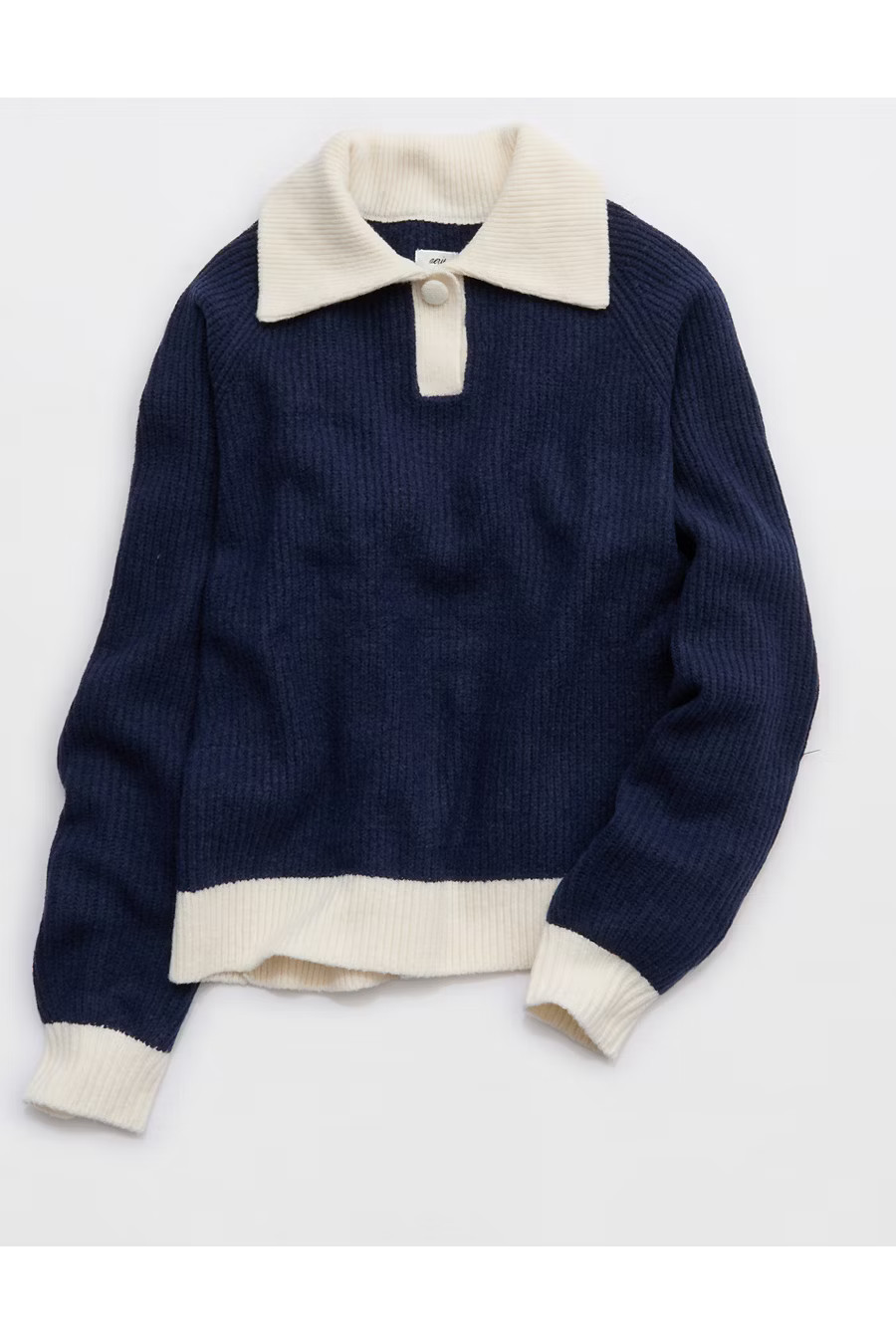 Aerie Classic Quarter Button Sweater Women's Navy S | American Eagle Outfitters (US & CA)