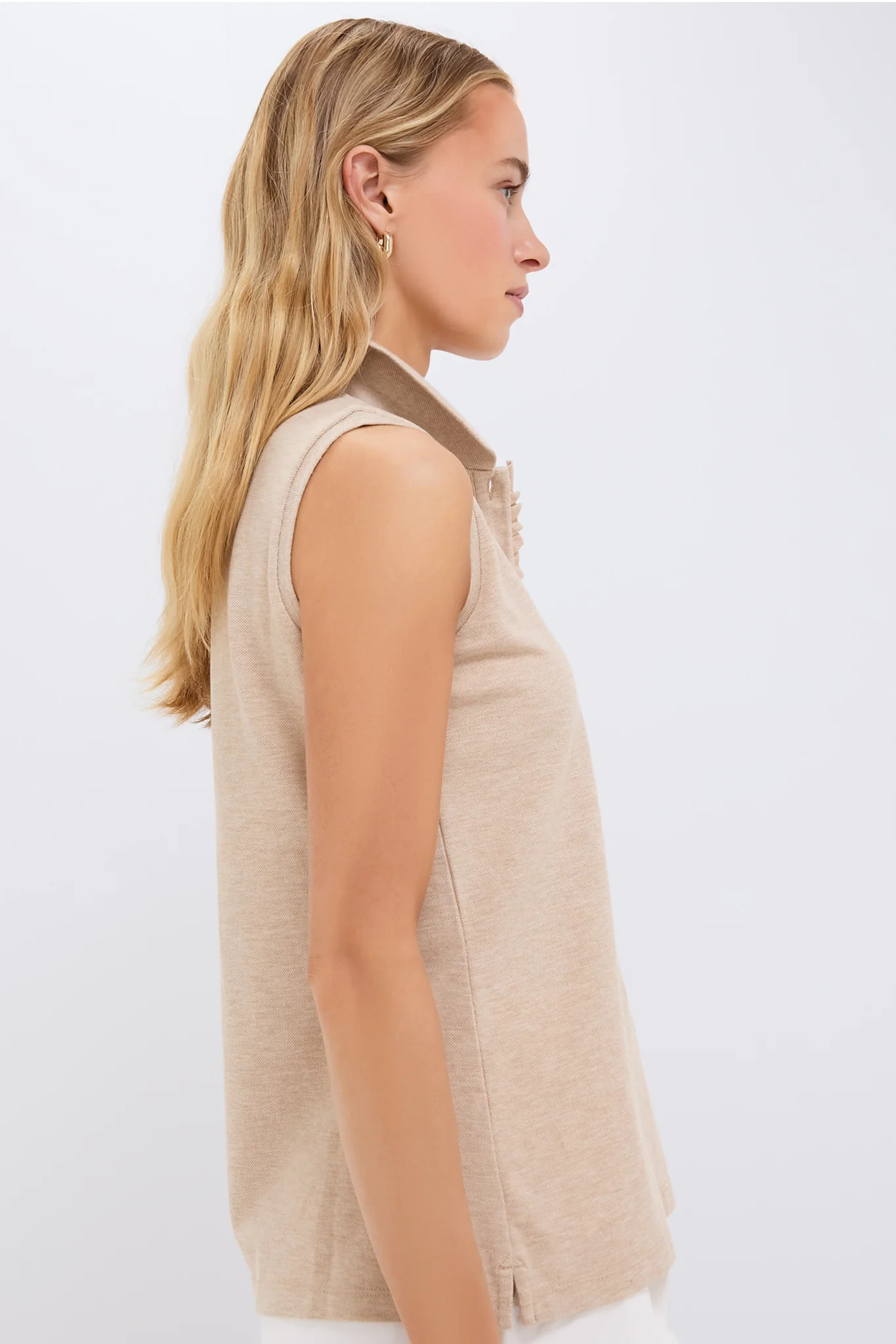 Sandstone Pique Sleeveless Ruffle Margaret Polo | Tuckernuck (US)