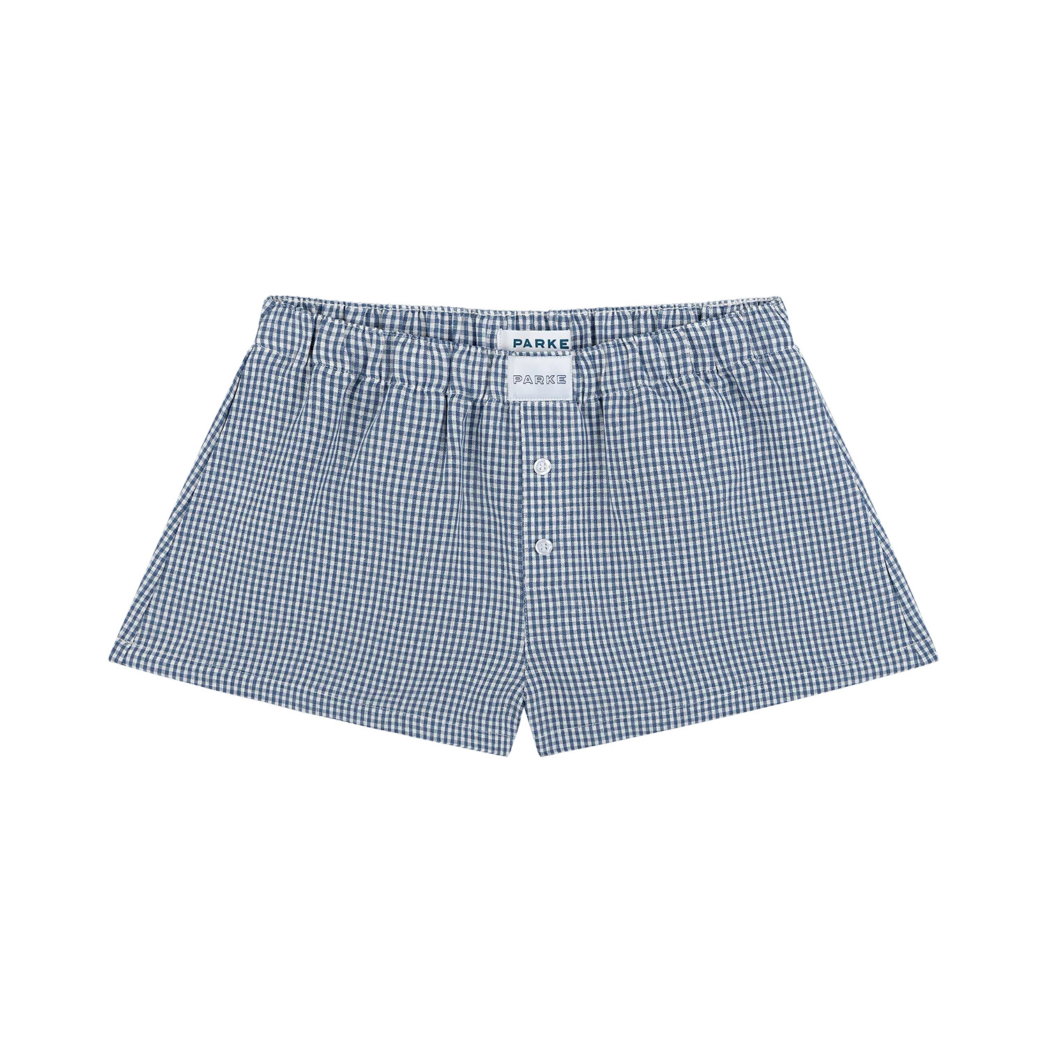 Gingham Linen Boxer Shorts - Blue Gingham | Parke