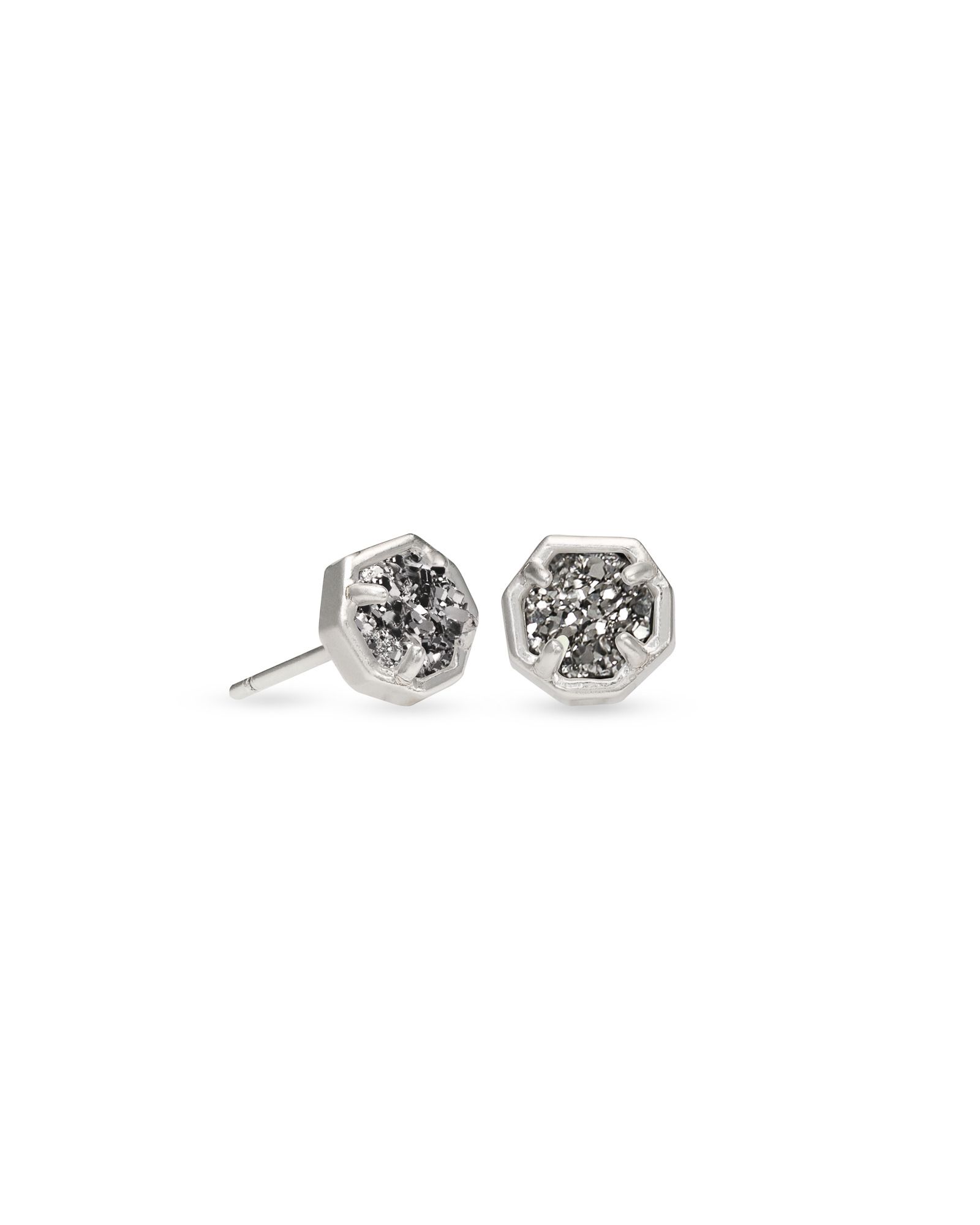 Nola Silver Stud Earrings in Platinum Drusy | Kendra Scott