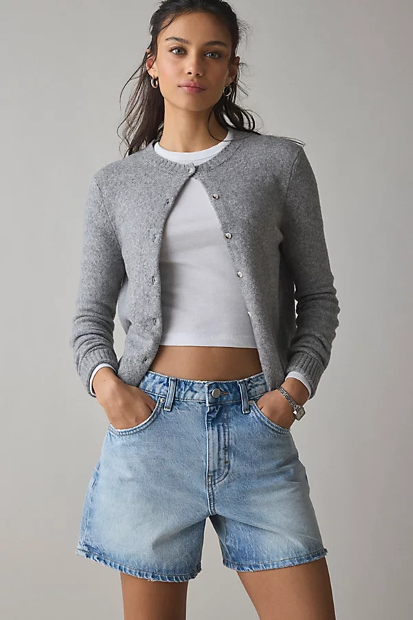 BDG Indie Mid-Rise Denim Short in Angel, Women's at Urban Outfitters | Urban Outfitters (US and RoW)