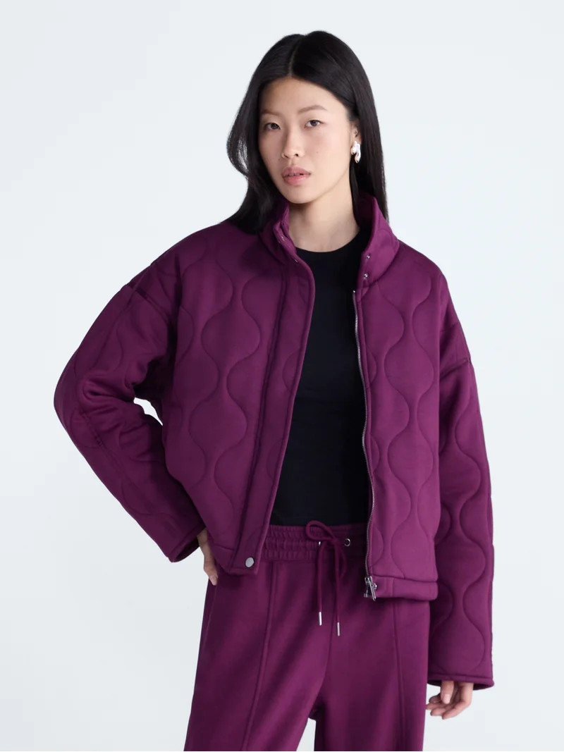 Scoop Women's and Women's Plus Scubaknit Quilted Jacket, Sizes XS-4X | Walmart (US)
