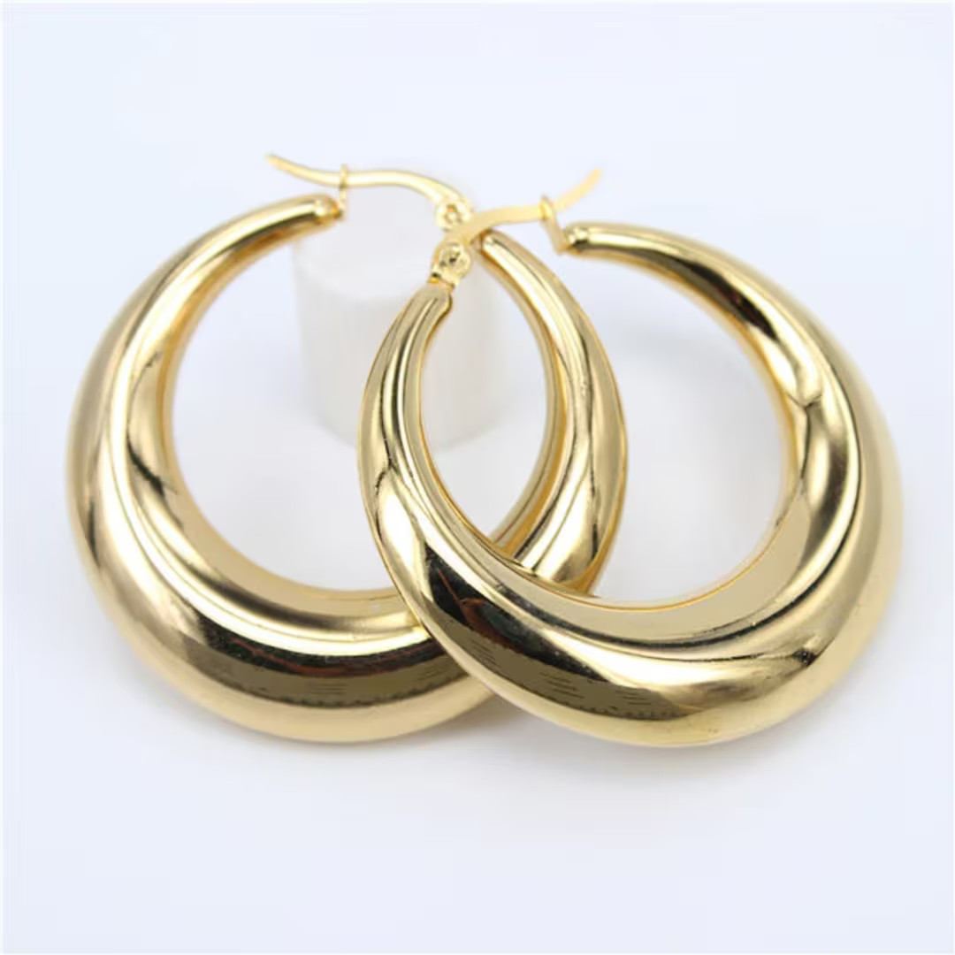 Thick Chunky Hoop Earrings, Modern Hoops, Chunky Hoops, gold plated Earrings, 18k Gold Hoops, Thi... | Etsy (US)