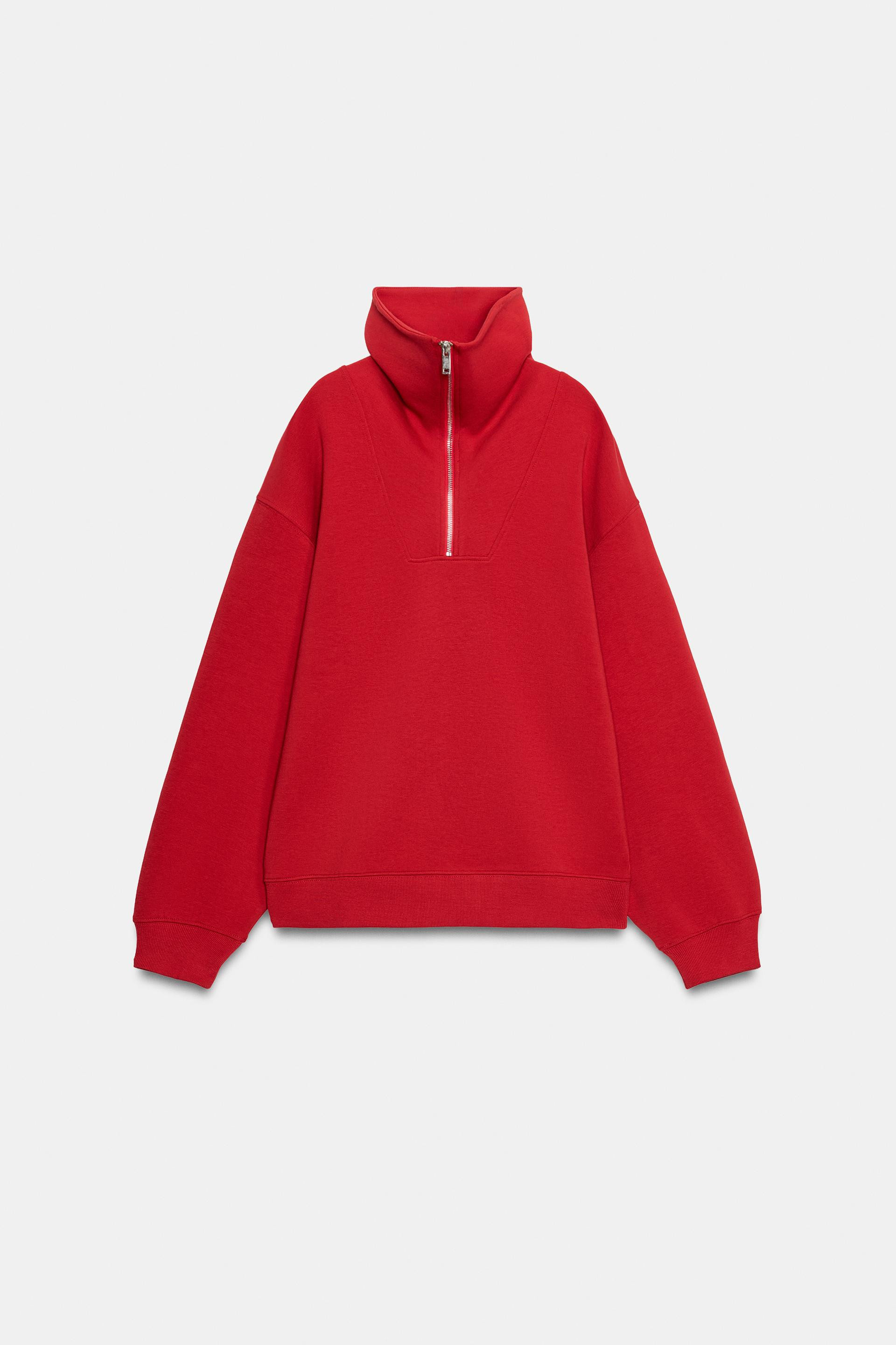 Zara - Interlock Zip-Up Sweatshirt - Navy Blue - S - Woman | Zara UK