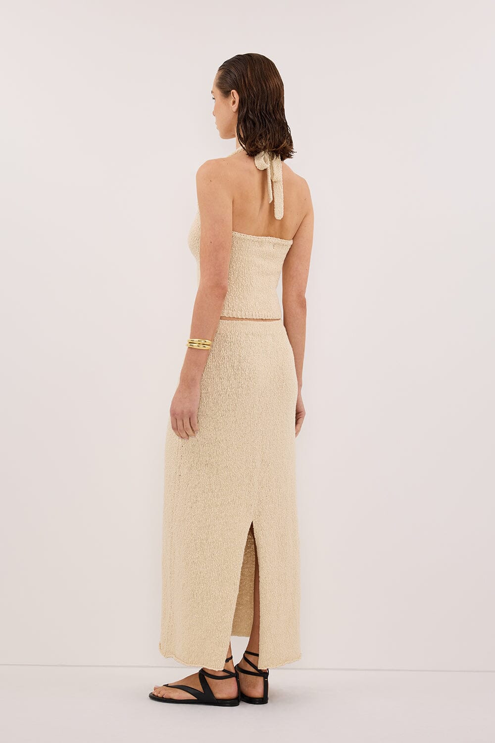 DINA NATURAL COTTON HALTER KNIT TOP | DISSH