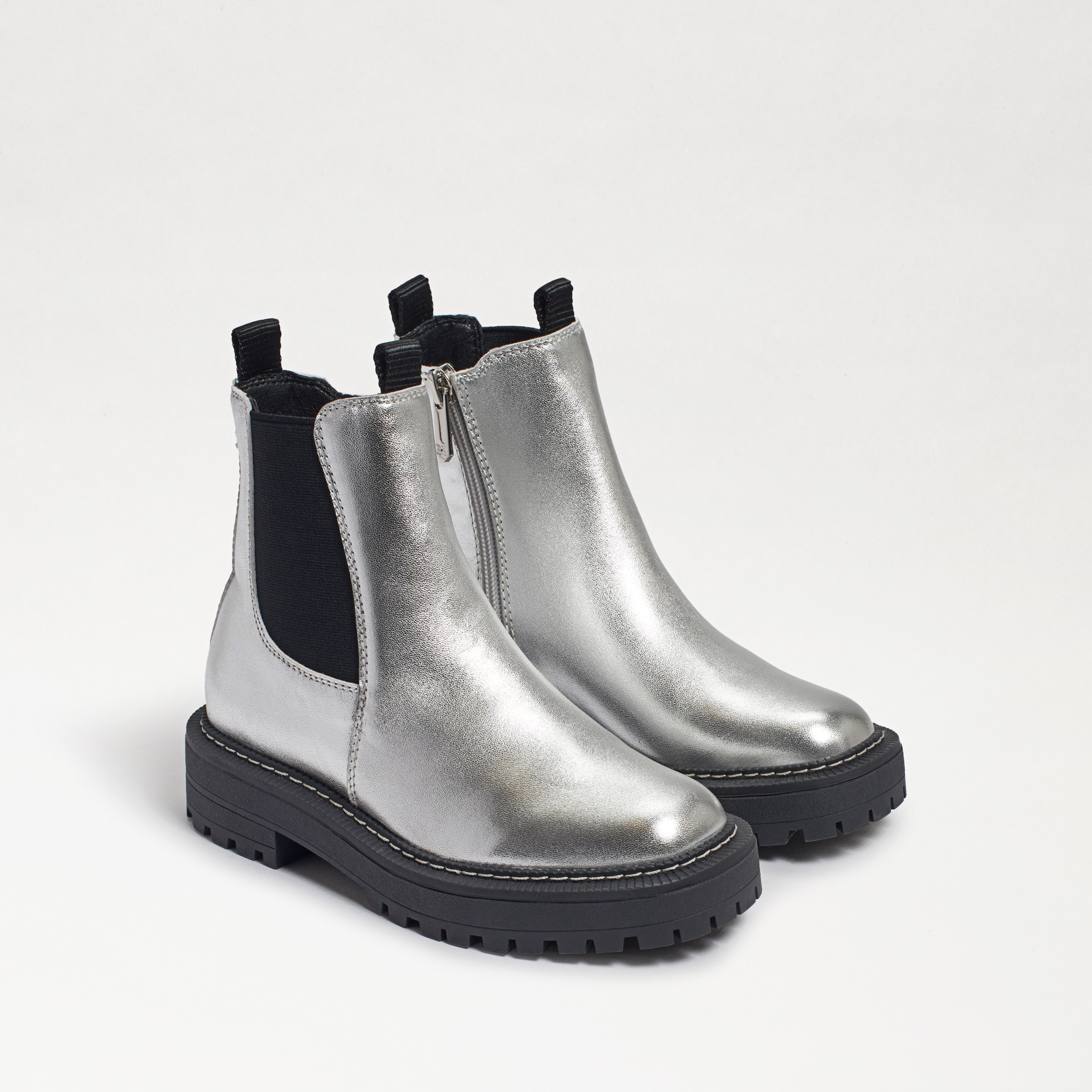 Sam Edelman Laguna Kids Chelsea Boot Soft Silver Leather | Sam Edelman