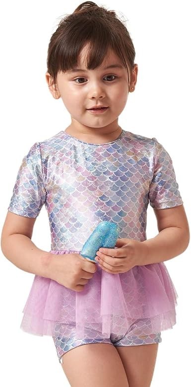 Julysand Toddler Girls One-Piece Mermaid Swimsuit with Mesh Skirt Ruffle Swimwear Sun Protection ... | Amazon (US)