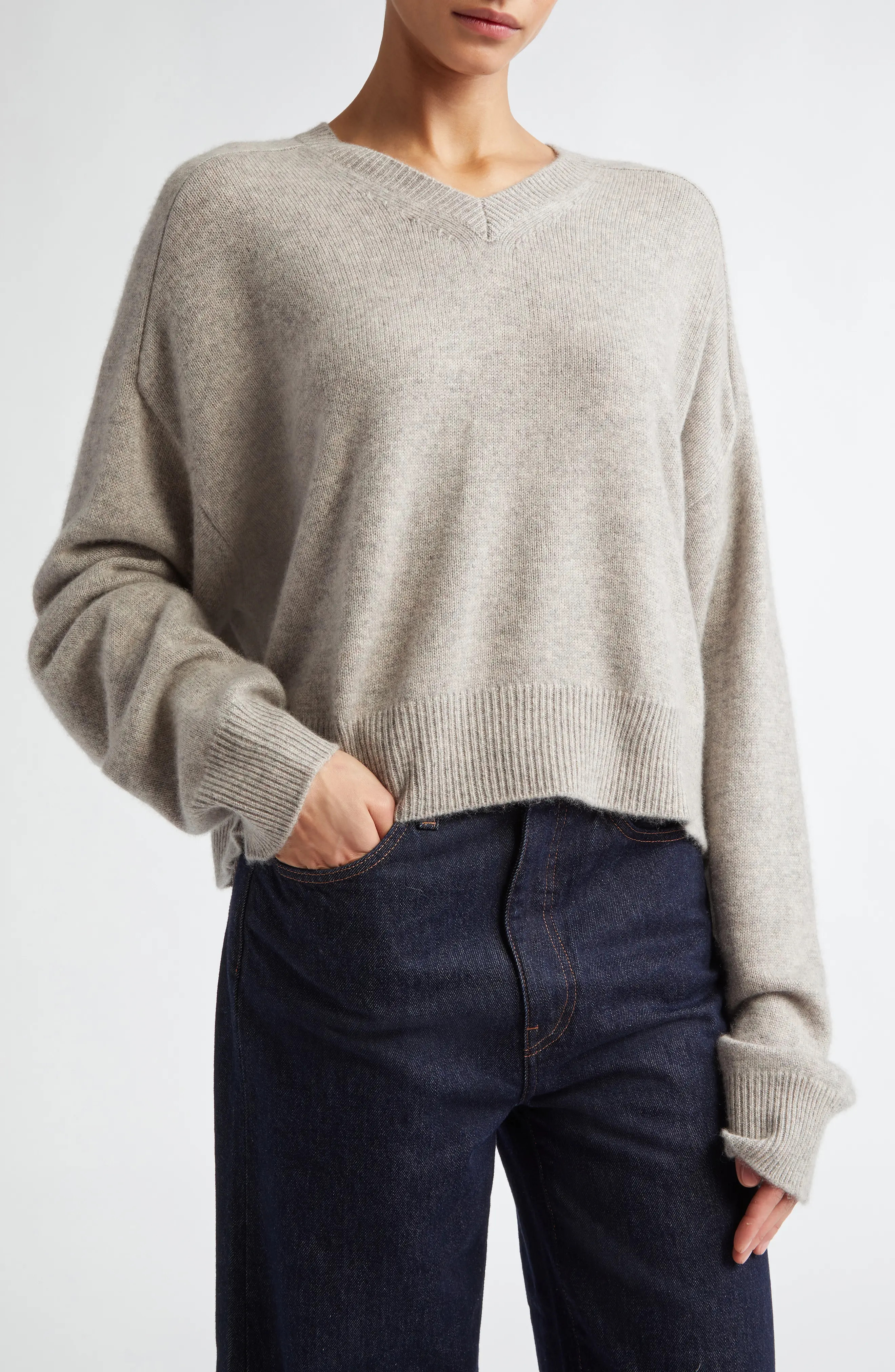 Loulou Studio Anzor Cashmere V-Neck Sweater in Bloom Melange at Nordstrom, Size Medium | Nordstrom