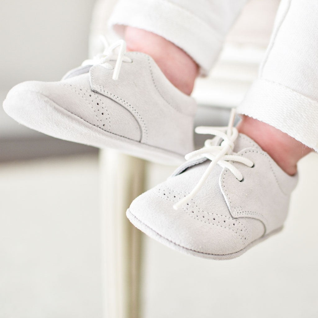Dove Grey Suede Shoes | Baby Beau & Belle