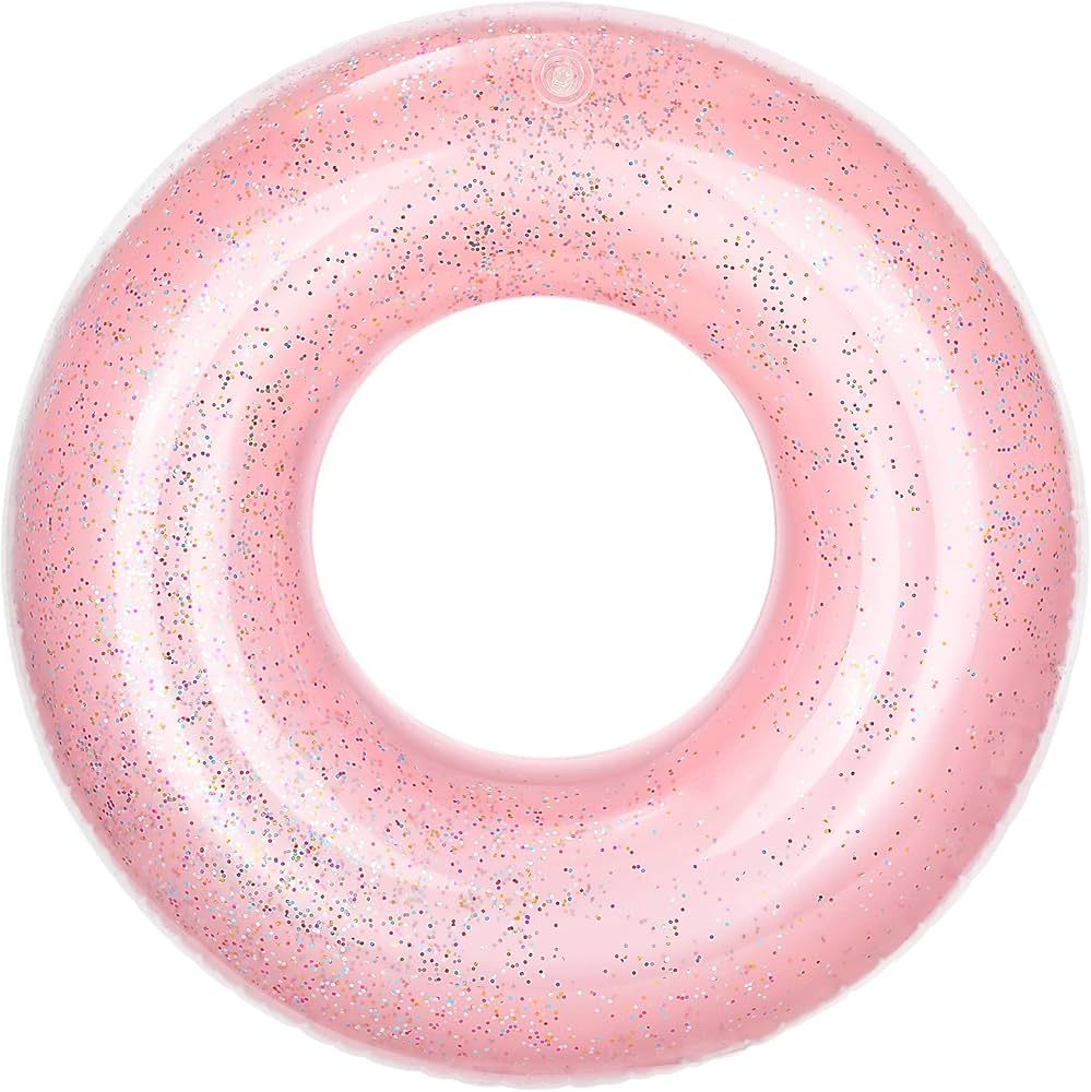 MoKo Swim Rings with Glitter, Inflatable Pool Float Swimming Pool Float Tube Round Shaped Swimmin... | Amazon (US)