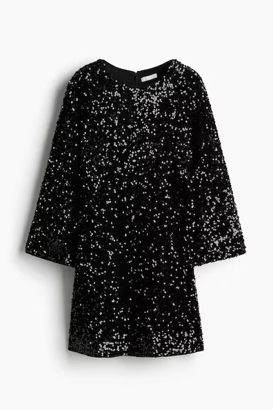 H & M - Paillettenkleid in A-Linie - Schwarz - Damen | H&M (DE, AT, CH, NL, FI)
