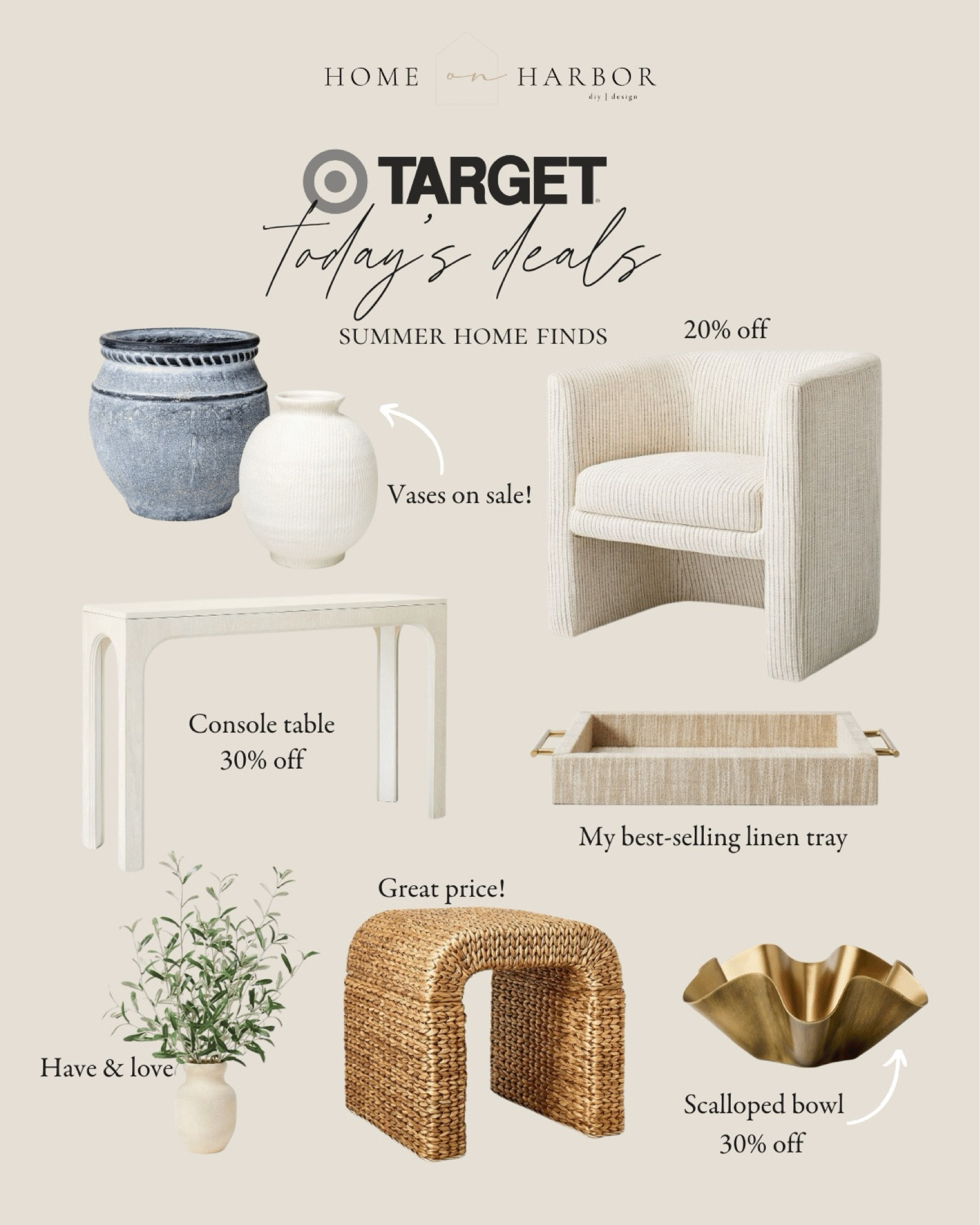 Target deals of the day! Summer decor, linen accents, vases, scalloped bowl, accent chair, faux greenery 

#LTKHome #LTKSeasonal #LTKSaleAlert