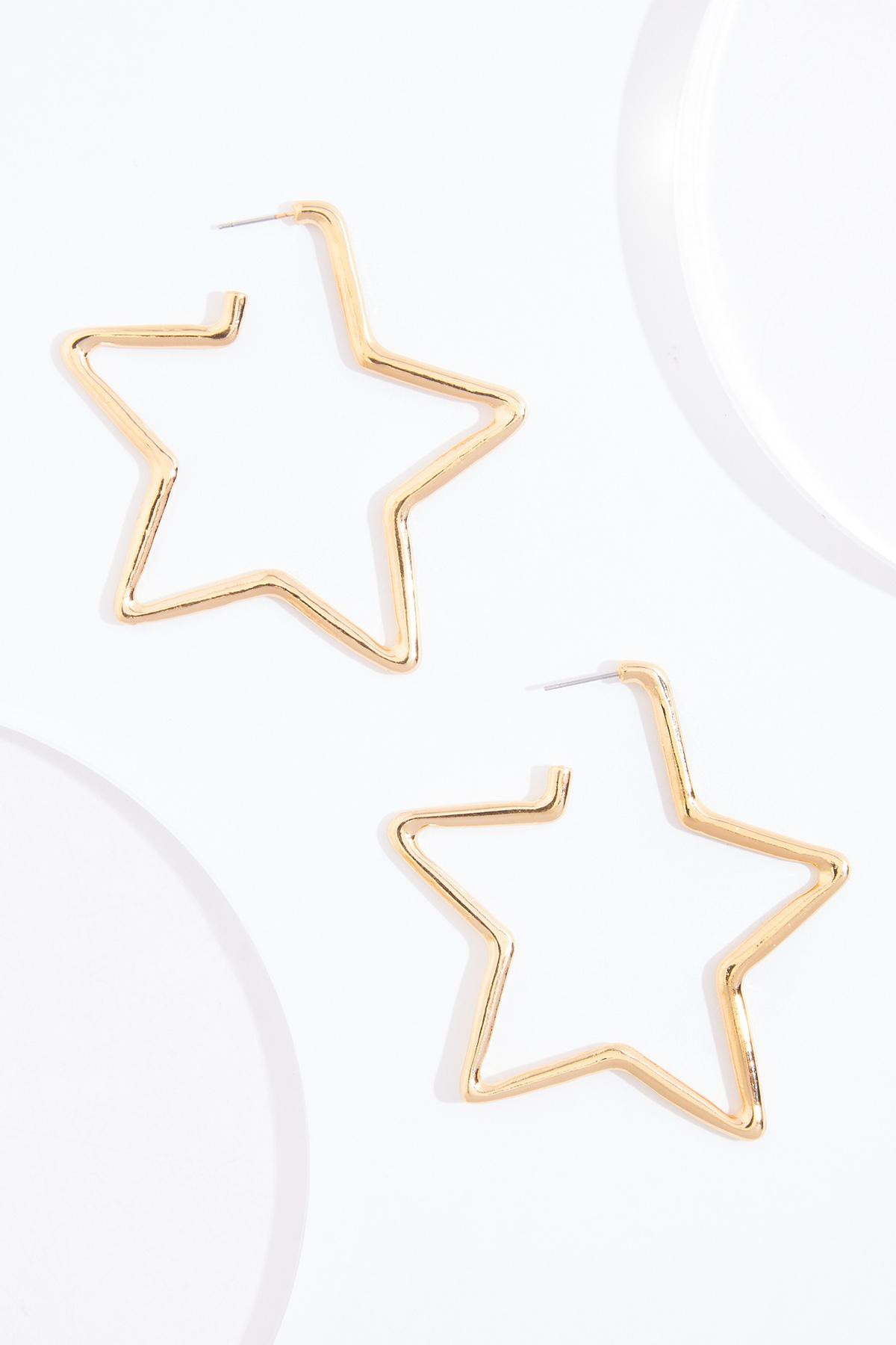 Gold Star Outline Hoop Earrings | Cato Fashions