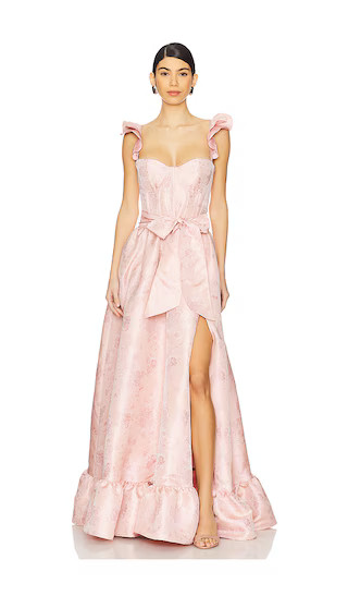Veronica Gown in Light Pink Windsor Brocade | Revolve Clothing (Global)