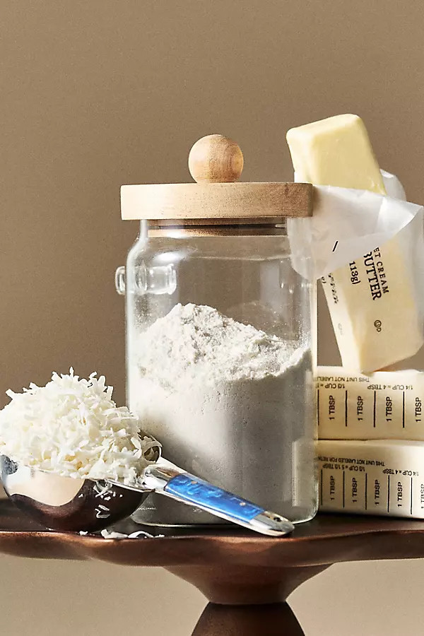 Large Glass Canister with Acacia Lid and Spoon | Anthropologie (US)