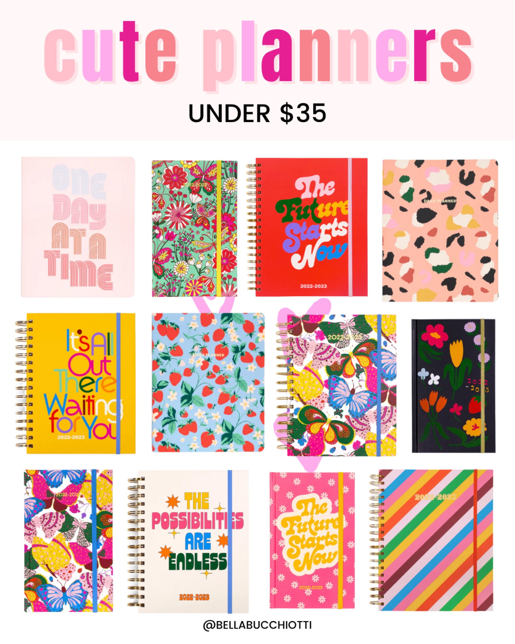 Cute planners under $35, floral planners, colorful planners, 2023 planner, school planner, work planner, cute planner, ban.do planner 