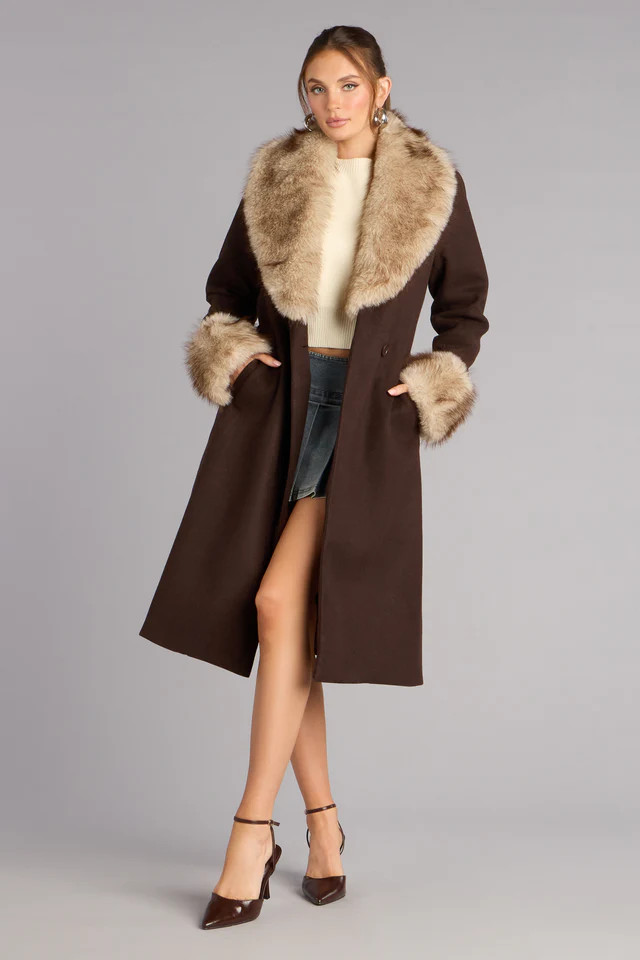 Glam It Girl Removable Fur Wool Coat | Windsor Stores