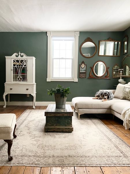 If you love all things green you will be obsessed with our living room. Not only are the walls my favorite green smoke color from Farrow and Ball but our coffee table and end table are also green. Oh and we have some pops of greenery for spring as well! Hope your loving all the pops as much as we do! 

#LTKFind #LTKhome #LTKSeasonal