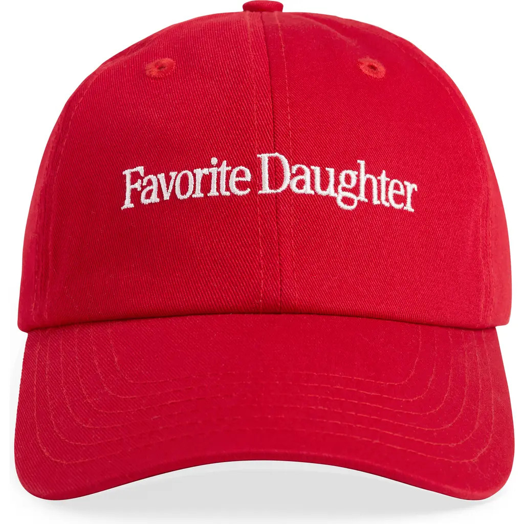 Favorite Daughter Classic Logo Cotton Twill Baseball Cap in Red /White at Nordstrom | Nordstrom